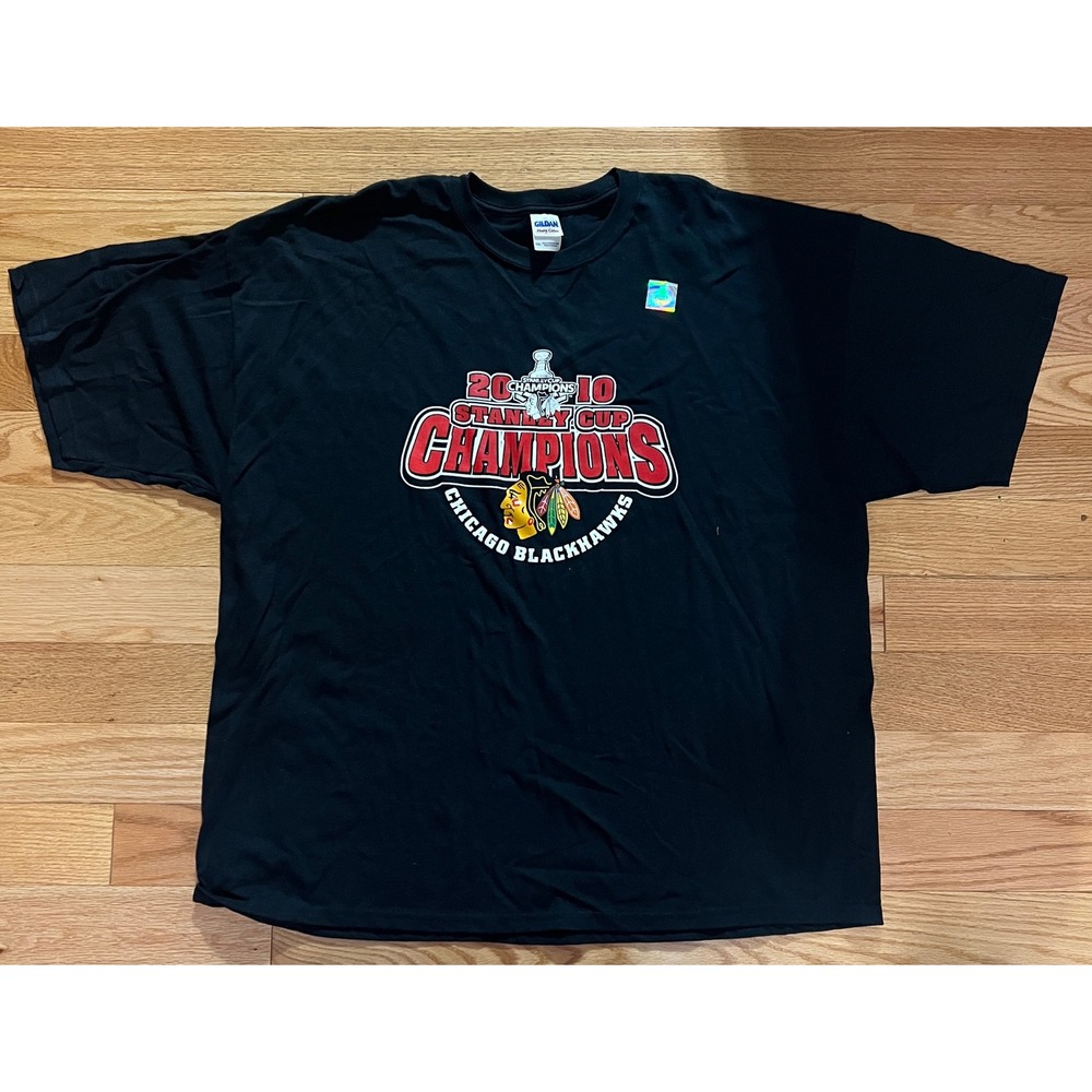 Chicago Blackhawks 2010 Stanley Cup Champions T-Shirt Mens 3XL Black Gildan NHL